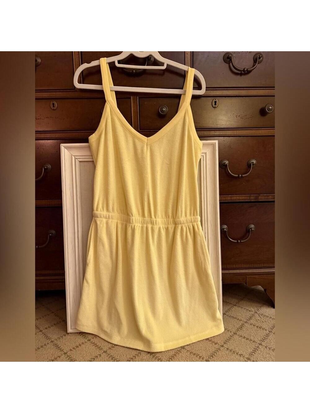 PJ Salvage butter yellow terry tank dress cover up w elastic waist M NWOT